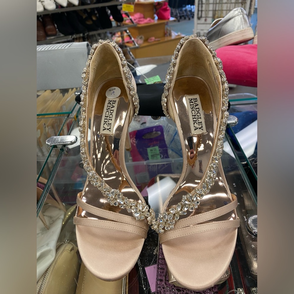 GORGEOUS Womens EUC Badgley Mischka Voletta Crystal Embellished Stiletto Sandals - Picture 5 of 16